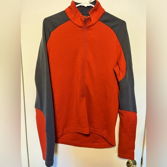 REI Co-op Mens 1/2 Zip Orange and Grey Sweater Size M - Picture 1 of 5